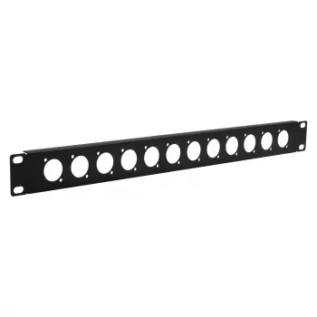 EXSYS EX-49298 19 inch panel rackowy 1U z 12 wycięciami typu D, czarny