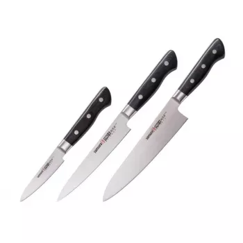 SAMURA PRO-S 3-częściowy zestaw noży kuchennych z ostrzami AUS-8 i rękojeściami G-10