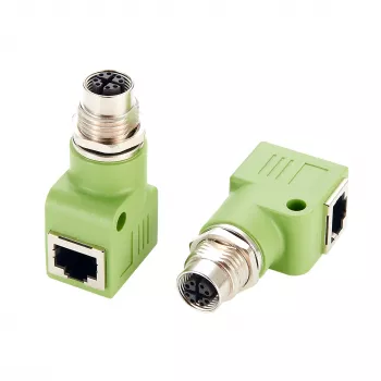 EXSYS EX-49543 adapter M12 X-Coded 8-pin żeński na RJ45 żeński 90°, 10GbE, IP67