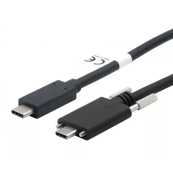 Kabel EXSYS USB-C do USB-C 3.2 Gen 2x1 ze śrubami blokującymi, 2m, czarny EX-K1591V-2.0