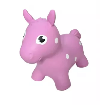 Gerardo's Toys Różowy Konik Skaczący - Skacząca Zabawka Zwierzątko dla Dzieci, Wytrzymały PVC, Nośność 50 kg, Wysokość Siodła 28 cm, Certyfikat CE i EN71