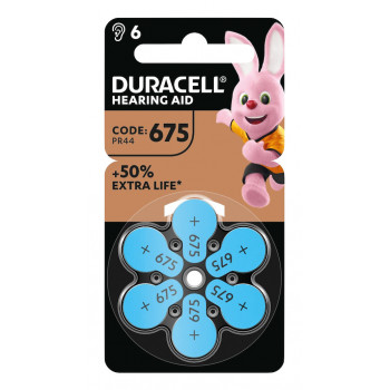 Baterie do aparatów słuchowych Duracell EasyTab 675 PR44 cynkowo-powietrzne, 6 szt. 167346