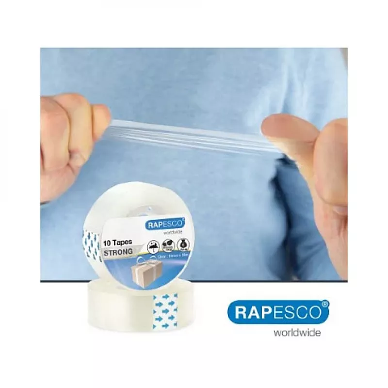 Rapesco 1807 Taśma klejąca przezroczysta 19mm x 33m, 10 rolek