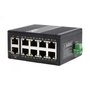 EXSYS Mini 10-portowy przemysłowy przełącznik Gigabit PoE+ z zarządzaniem przez WWW (EX-62036MPOE)