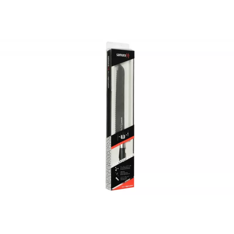 Nóż do chleba SAMURA Harakiri 230 mm Stonewash stal AUS-8 ząbkowane ostrze czarny ABS rękojeść