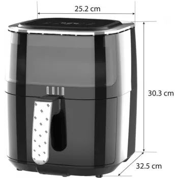 QUIN 4,5L cyfrowa frytkownica beztłuszczowa, 1500W, 80-200°C, timer 60 min, 8 programów, czarna