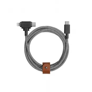 Native Union Belt Cable Duo kabel USB-C do USB-C/Lightning pleciony 1,5 m czarny