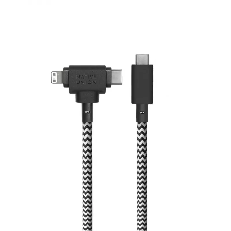 Native Union Belt Cable Duo kabel USB-C do USB-C/Lightning pleciony 1,5 m czarny