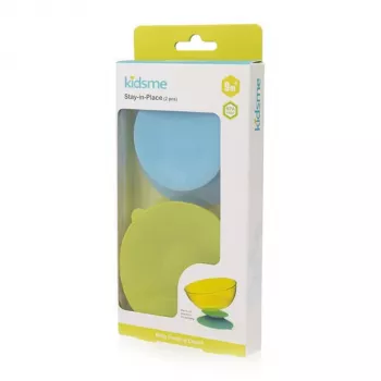 KIDSME Podkładka silikonowa z przyssawką utrzymująca miski, butelki i kubki, 2-pak, Sky & Lime