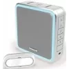 Honeywell DC915SGL Zestaw bezprzewodowego dzwonka do drzwi, zasięg 200 m, 90 dB, 8 melodii, srebrny/szary