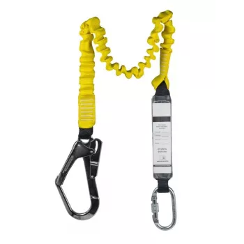 C.K Tools T8008 Linka samohamowna z absorberem energii, 2m, jednodźwigarowa, stalowy karabinek i hak rusztowaniowy, EN 354/355/362