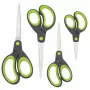 Zestaw nożyczek Rapesco Soft Grip, 4 sztuki, ostrza ze stali nierdzewnej, ergonomiczne uchwyty, 21cm/17cm/13cm/9cm, czarno-szare 1576