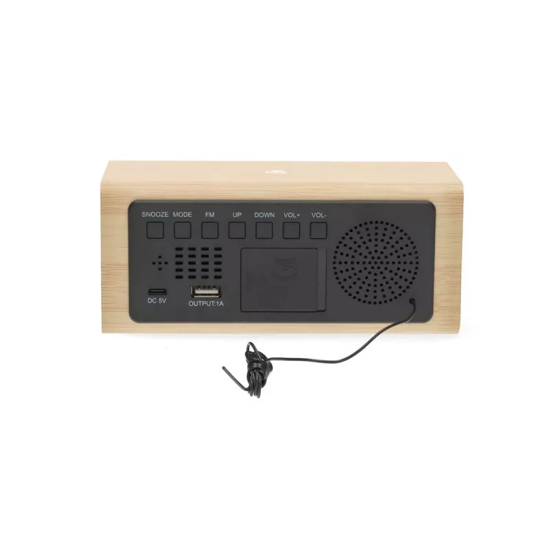 Nedis Drewniane radio budzik cyfrowy