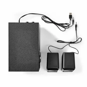 Nedis CSPR10021BK Głośniki komputerowe stereo 2.0 zasilane przez USB, 6W RMS, czarne