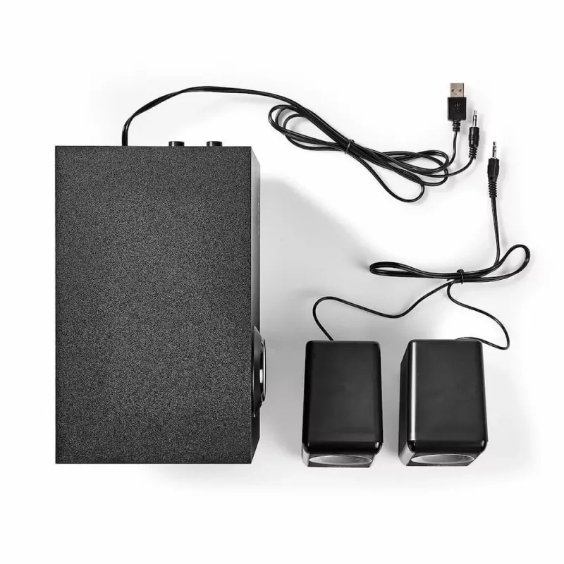 Nedis CSPR10021BK Głośniki komputerowe stereo 2.0 zasilane przez USB, 6W RMS, czarne