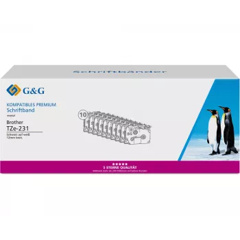 G&G 20100 Kompatybilny wkład z taśmą etykietującą do Brother TZe-231, 12 mm, czarny na białym, 10 sztuk
