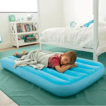 Intex 66803NP CozyKidz dmuchane łóżko dla dzieci 157 x 88 x 18 cm, niebieskie lub różowe