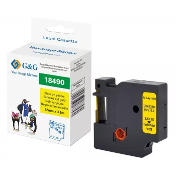 Taśma etykietująca poliamidowa G&G 12mm x 3,5m żółto-czarna do Dymo Rhino RL-D-Ny-18490-BK/YE-12MM*3.5M