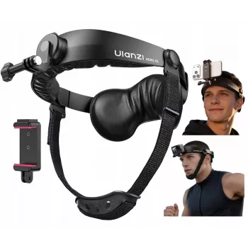 Uchwyt na głowę ULANZI do kamer sportowych i smartfonów z obrotowym uchwytem na telefon 360°