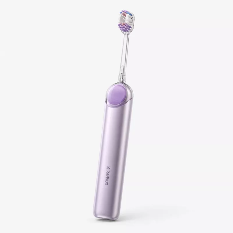 RANVOO PQ5 Pure Sonic szczoteczka elektryczna, fioletowa, 5 trybów, 4 końcówki, ładowanie USB