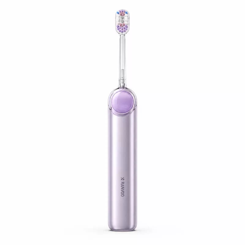 RANVOO PQ5 Pure Sonic szczoteczka elektryczna, fioletowa, 5 trybów, 4 końcówki, ładowanie USB