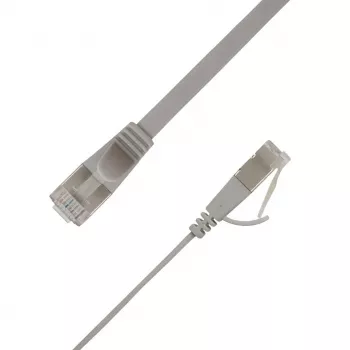 LinkIT Płaski kabel Ethernet U/FTP Cat6A, szary, 5m, 28 AWG, 10Gbps, 500MHz, PoE++ STP-FL6A-00500-GY