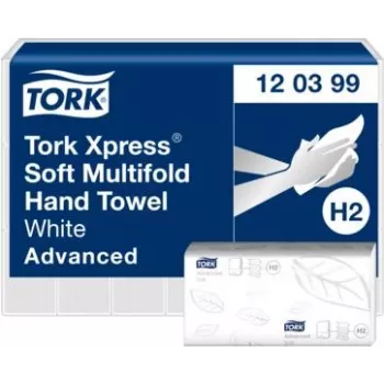TORK Xpress H2 Advanced ręczniki papierowe składane w multifold, 2-warstwowe, białe, 2850 listków (120399)