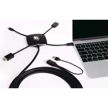 Kabel adaptera prezentacyjnego Kramer K-SPIDER Multi-Format - HDMI/DisplayPort/Mini DisplayPort/USB-C na HDMI/USB - 3,05 m - 4K Active 91-00015599