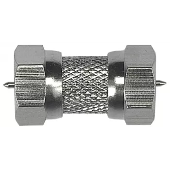 Axing CFA00400 Złącze F-Type Coaxial Coupler, 100-Pack, Nickel-Plated Brass, 75 Ohm, 0-2400 MHz