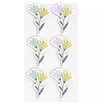 Artoz naklejki papierowe 3D kwiaty, 6 sztuk, samoprzylepne, różne wzory kwiatowe do rękodzieła, scrapbookingu, tworzenia kartek, dekoracji, wielokolorowe, matowe wykończenie 185600-222
