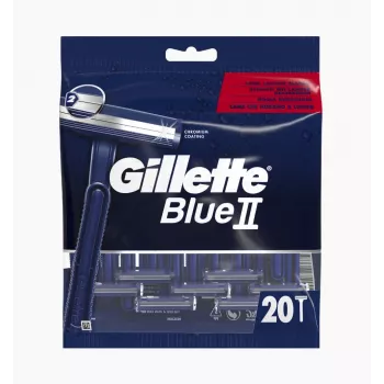 Gillette Blue II jednorazowe maszynki do golenia dla mężczyzn, 20 sztuk, podwójne ostrza z Lubrastrip 7702018466757