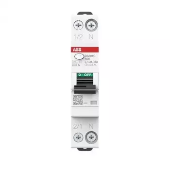 ABB DS301CA-B20/0.03 RCBO, 1P+N, 20 A, 30 mA, typ A, charakterystyka B, 6 kA 2CSR255163R1205