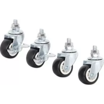 Intellinet Basic Line zestaw kółek jezdnych do szaf ściennych 19 inch, 4 kółka (2 z hamulcem), obciążenie 60 kg, czarno-srebrny 716819