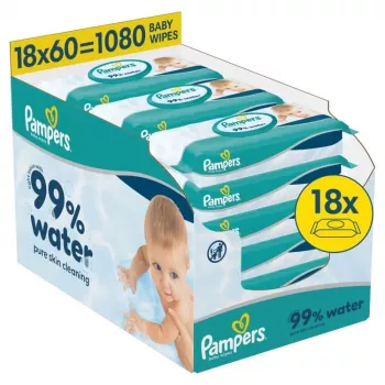 Pampers Aqua chusteczki nawilżane dla niemowląt, 18 opakowań, 1080 szt.