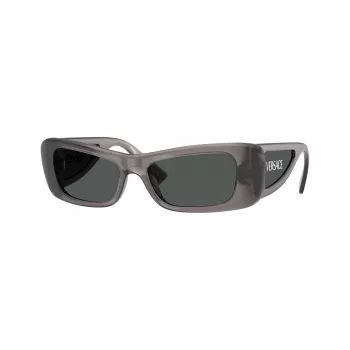 Okulary przeciwsłoneczne damskie Versace VE4481-550287 Cat Eye, przezroczysta szara oprawka, ciemnoszare soczewki, 54mm