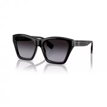 Okulary przeciwsłoneczne damskie Burberry BE439130018G5 kwadratowe z acetatu, czarna oprawka, szare gradientowe soczewki, 54mm