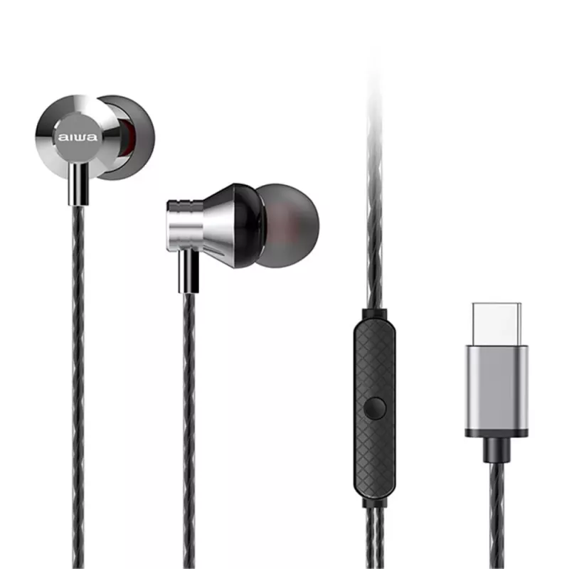 AIWA ESTM-50USB-C/SL douszny zestaw słuchawkowy stereo z mikrofonem, USB-C, srebrny