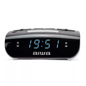 AIWA CR-15 Cyfrowe radio zegarowe FM z podwójnym budzikiem, wyświetlaczem LED, wyłącznikiem czasowym snu - czarne