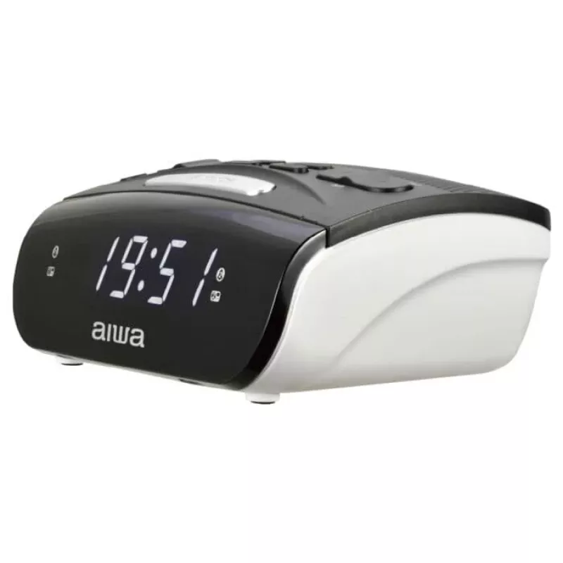 AIWA CR-15 Cyfrowe radio zegarowe FM z podwójnym budzikiem, wyświetlaczem LED, wyłącznikiem czasowym snu - czarne