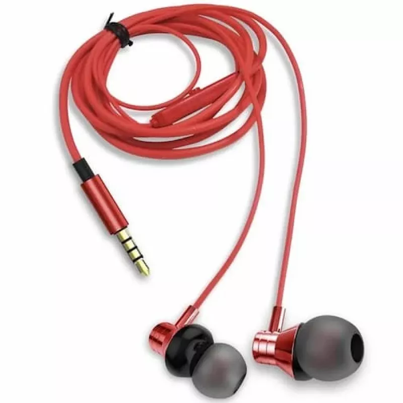 AIWA ESTM-50RD Stereofoniczny zestaw słuchawkowy dokanałowy z mikrofonem, czerwony
