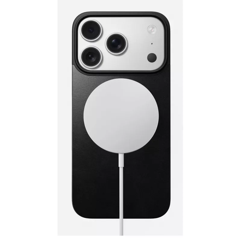 NOMAD Magnetic Leather Back na iPhone 17 Pro – kompatybilny z MagSafe, skóra Horween, czarny