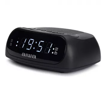 AIWA CR-09J Radiobudzik FM z podwójnym alarmem, wyświetlacz LED, czarny
