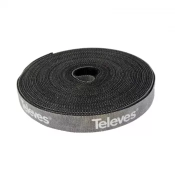 Televes KB 8 Rzepowa opaska do kabli w rolce, 8 mm x 10 m, czarna, wielokrotnego użytku 200101