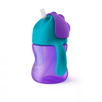 Philips Avent Kubek ze słomką Bendy Straw Cup 200 ml, 9m+, Fioletowy