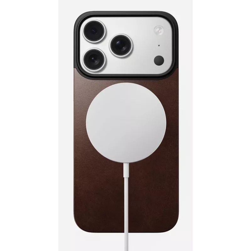 NOMAD Magnetyczne Skórzane Plecy dla iPhone 17 Pro Kompatybilne z MagSafe Skóra Horween Rustic Brown