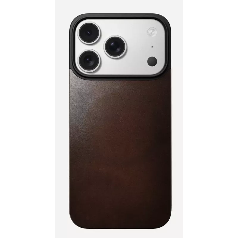NOMAD Magnetyczne Skórzane Plecy dla iPhone 17 Pro Kompatybilne z MagSafe Skóra Horween Rustic Brown