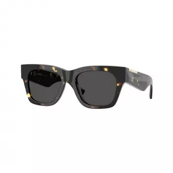 Okulary przeciwsłoneczne damskie Burberry BE4424-410687, kocie oko, przezroczysta szara oprawka, ciemnoszare soczewki, 52/18/130 mm
