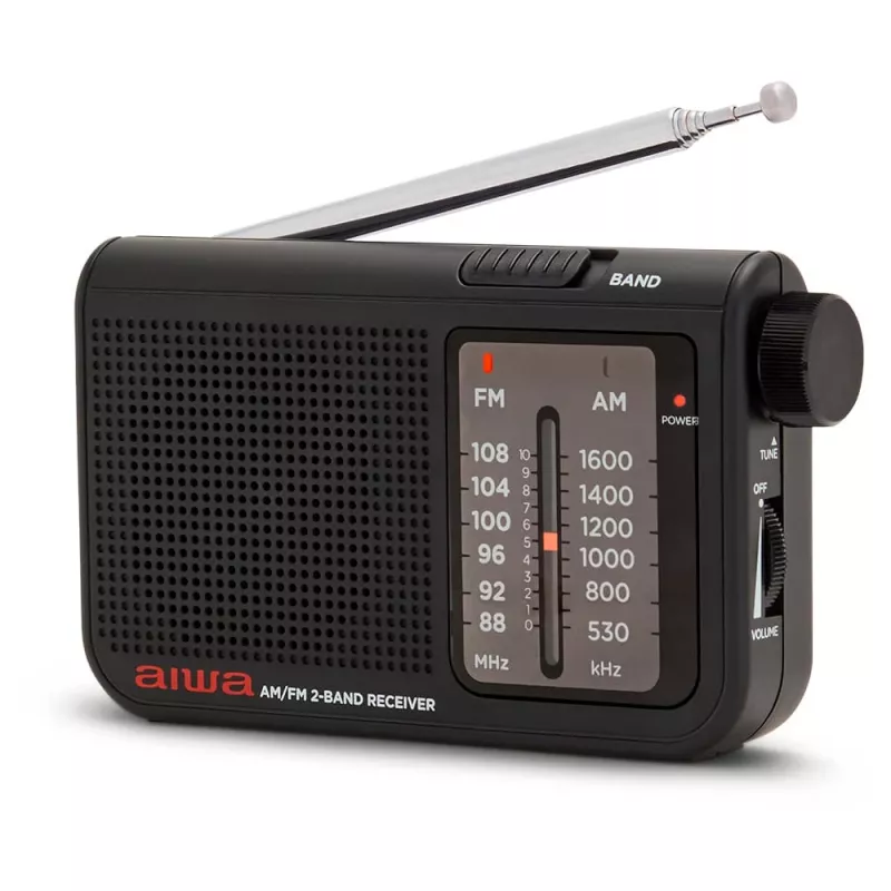 AIWA RS-55/BK Przenośne analogowe radio kieszonkowe AM/FM, czarne