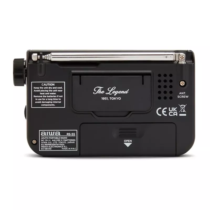 AIWA RS-55/BK Przenośne analogowe radio kieszonkowe AM/FM, czarne