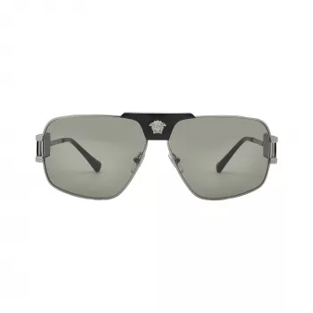 Okulary przeciwsłoneczne męskie Versace VE2251-1001-2 Pilot Aviator czarna oprawka szare soczewki 63mm
